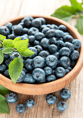 Blueberries on wooden background