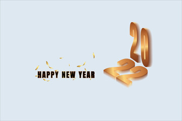 Happy New Year 2022 Bronze Ribbon Vector