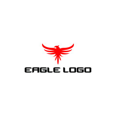Red eagle with outstretched wings logo design concept