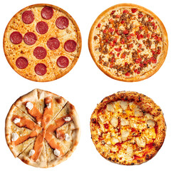 Fototapeta na wymiar Set of delicious pizza isolated on white background