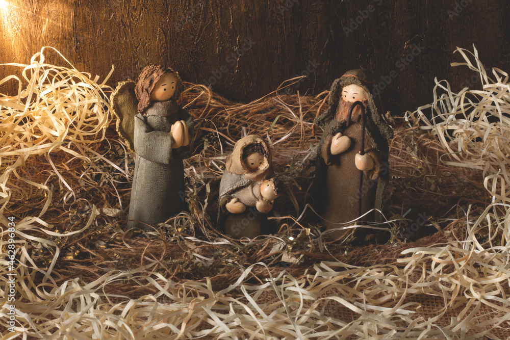 Wall mural Nativity scene. Traditional Christmas scene.