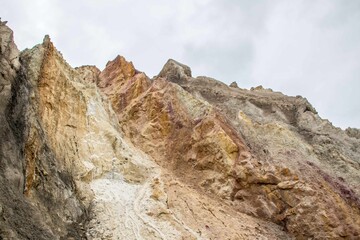 famous multi coloured sand of Alum Bay cliffs Isle of Wight Hampshire England 