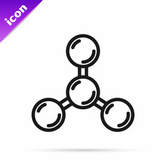 Black line Molecule icon isolated on white background. Structure of molecules in chemistry, science teachers innovative educational poster. Vector