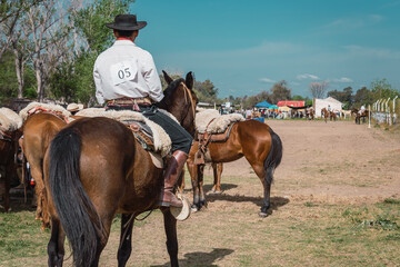 Argentine gaucho in Creole skill games in Patagonia Argentina.
