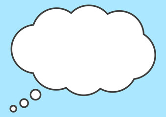 シンプルな雲形の吹き出し（水色背景）