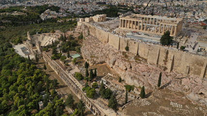 Aerial drone photo of Masterpiece Acropolis hill and the Parthenon, Athens, Attica, Greece
