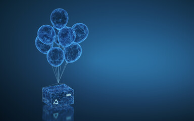 Recyclable boxes and logistics transportation, 3d rendering.