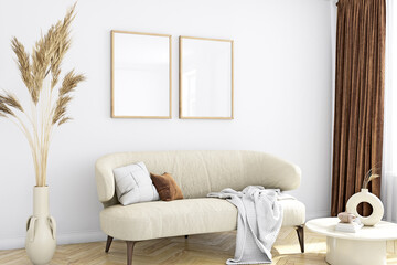 Frame mockup living room boho style