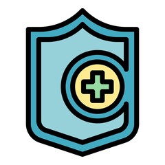 Obraz premium Medical shield icon. Outline medical shield vector icon color flat isolated