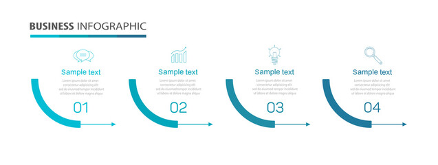 Infographic design business template with 4 options, steps. Can be used for workflow layout, diagram, annual report, web design.  Vector eps 10 