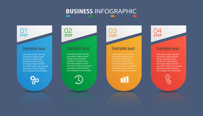 Infographic design business template with 4 options, steps. Can be used for workflow layout, diagram, annual report, web design.  Vector eps 10 