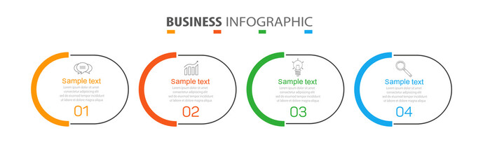 Infographic design business template with 4 options, steps. Can be used for workflow layout, diagram, annual report, web design.  Vector eps 10 