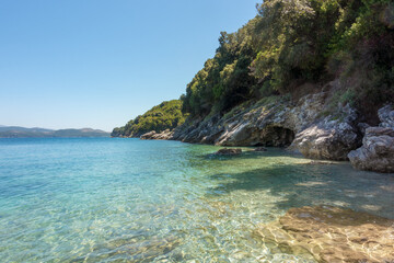 Naklejka na ściany i meble Amazing scenery by the sea in Erimitis forest, north-east Corfu, Greece