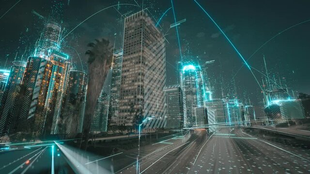 Digital city concept. Artificial Intelligence technology in smart city