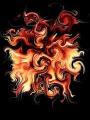 turbulence effect design in fiery red on a plain black background