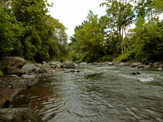 Scenic view of white water river in Karangasem, Bali, Indonesia