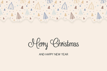 Greeting card with Christmas trees and wishes. Vector