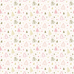 Design of pattern with Xmas trees. Christmas concept. Banner. Vector
