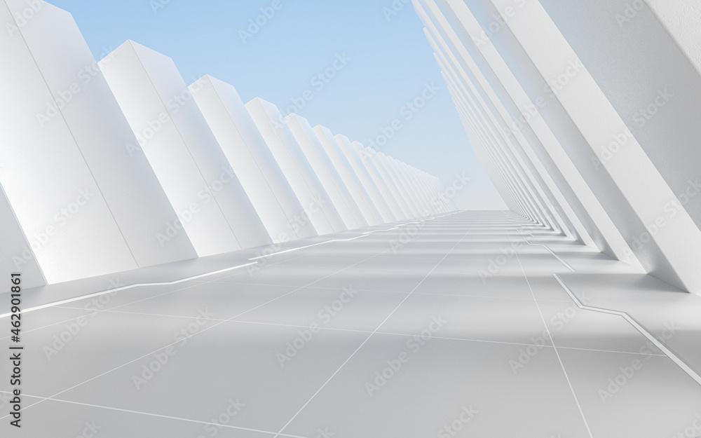 Wall mural White empty tunnel, 3d rendering.