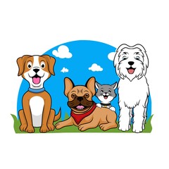 Pet friend ship illustration design vector