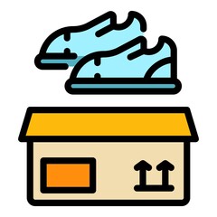 Donate shoes icon. Outline donate shoes vector icon color flat isolated