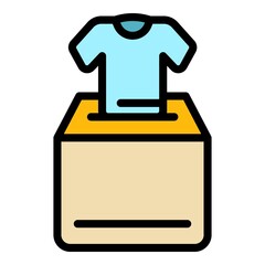 Donation clothes box icon. Outline donation clothes box vector icon color flat isolated
