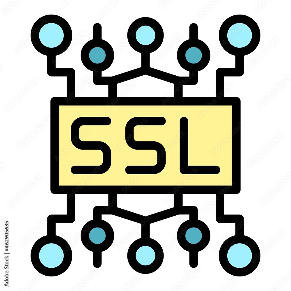 Poster ssl certificate icon. outline ssl certificate vector icon color flat isolated