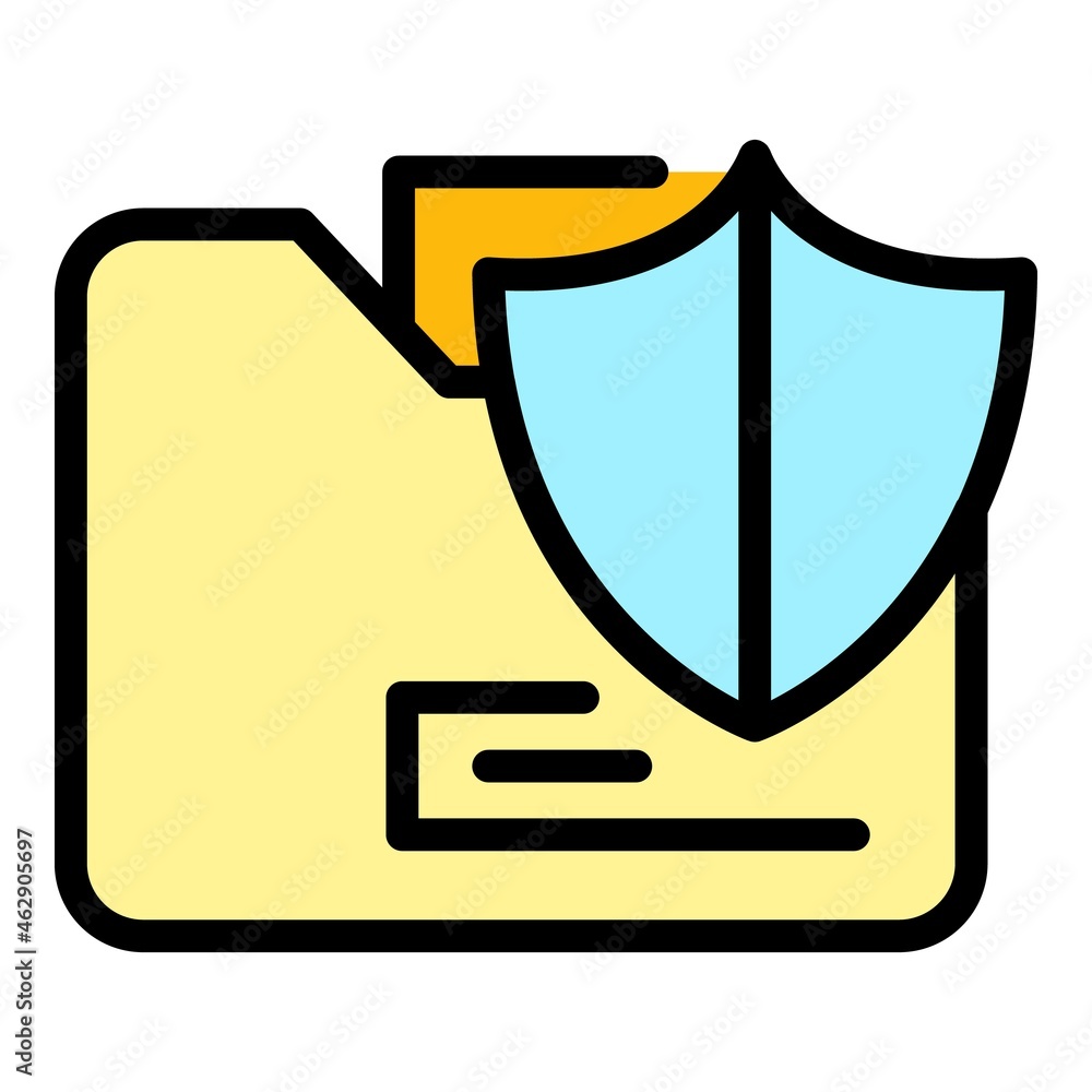 Poster secured folder icon. outline secured folder vector icon color flat isolated
