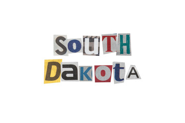 anonymous letter with "South Dakota" text in letters cut out from newspapers