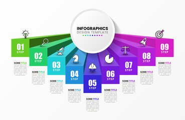 Infographic design template. Creative concept with 9 steps