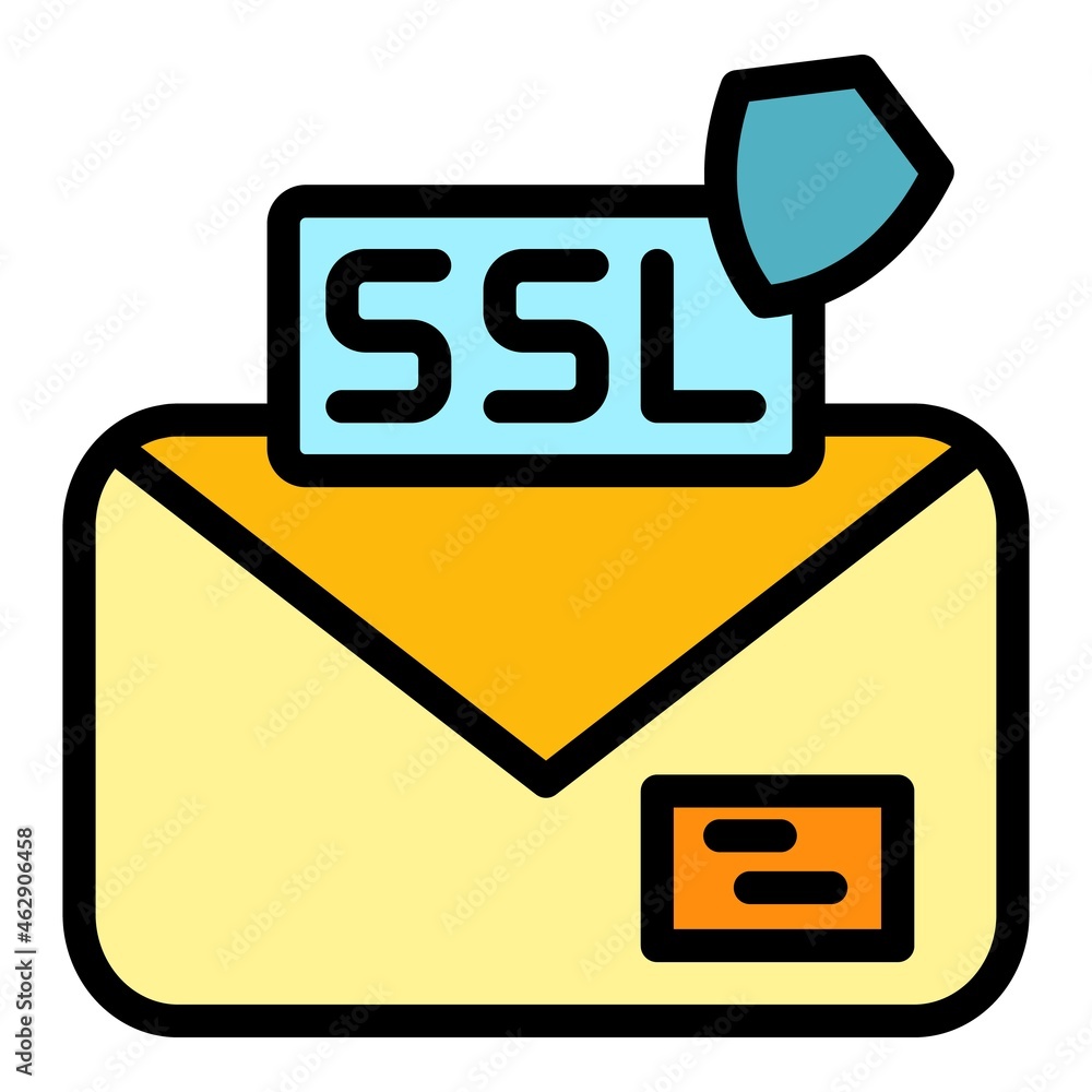Poster ssl email icon. outline ssl email vector icon color flat isolated