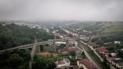 Aerial view of the town of Hanusovce nad Toplou in Slovakia