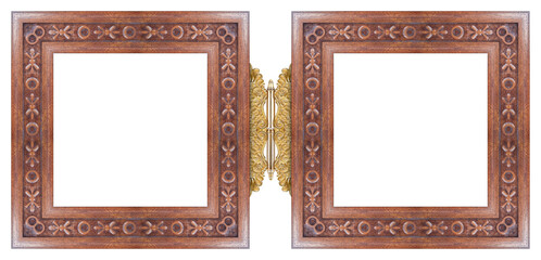 Fototapeta premium Wooden frame for paintings, mirrors or photo isolated on white background. Design element with clipping path