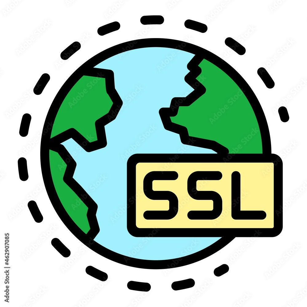 Poster ssl global system icon. outline ssl global system vector icon color flat isolated