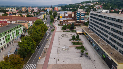 Aerial view of the town of Vranov nad Toplou in Slovakia