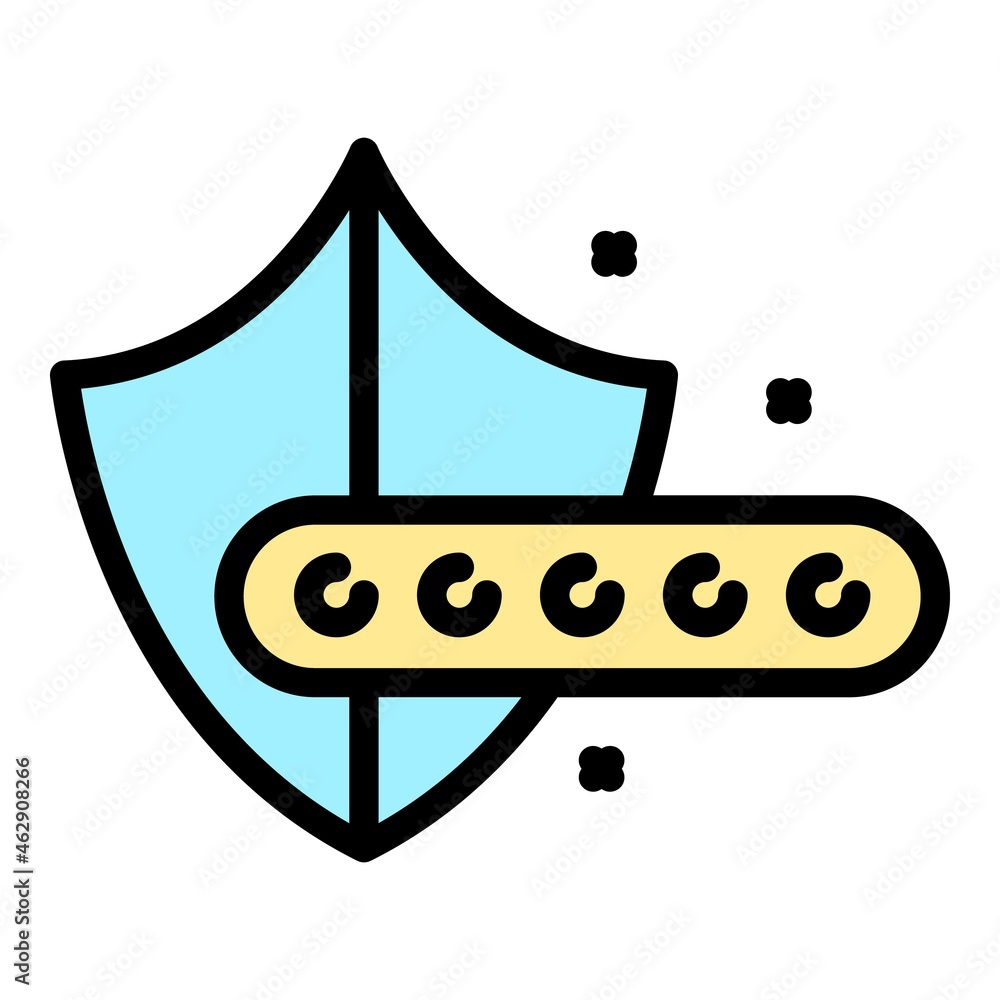 Poster shield safe cipher icon. outline shield safe cipher vector icon color flat isolated