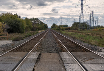 Fototapeta na wymiar Railway track into the distance
