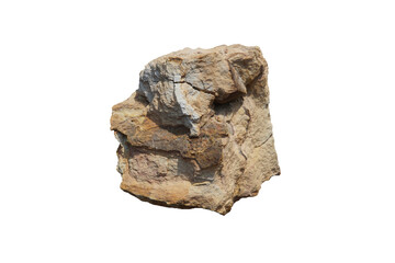 cut out of raw specimen of Shale sedimentary rock isolated on white background. 