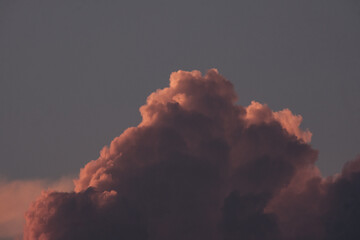 Dreamy and fluffy clouds during sunrise with copyspace