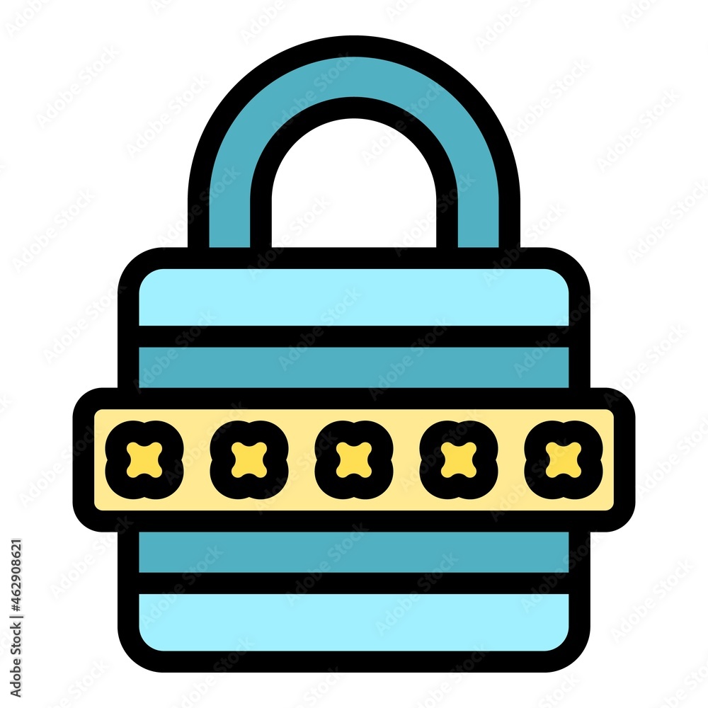 Poster block cipher icon. outline block cipher vector icon color flat isolated