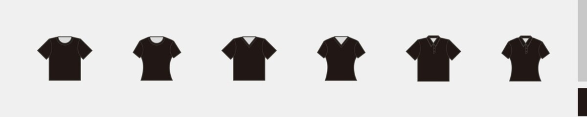 t-shirt in black, polo shirt, collared formal clothes with pocket