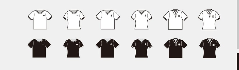 t-shirt white and black, collared clothes with pocket, short sleeves shirt