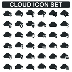 Cloud icon set concept design black series