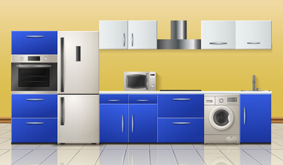 Household Appliances Realistic Kitchen