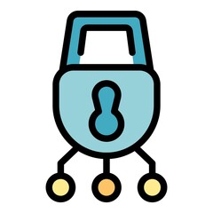 Safety password icon. Outline safety password vector icon color flat isolated