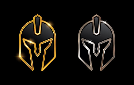 Golden and Silver Knight Helmet Vector Sign