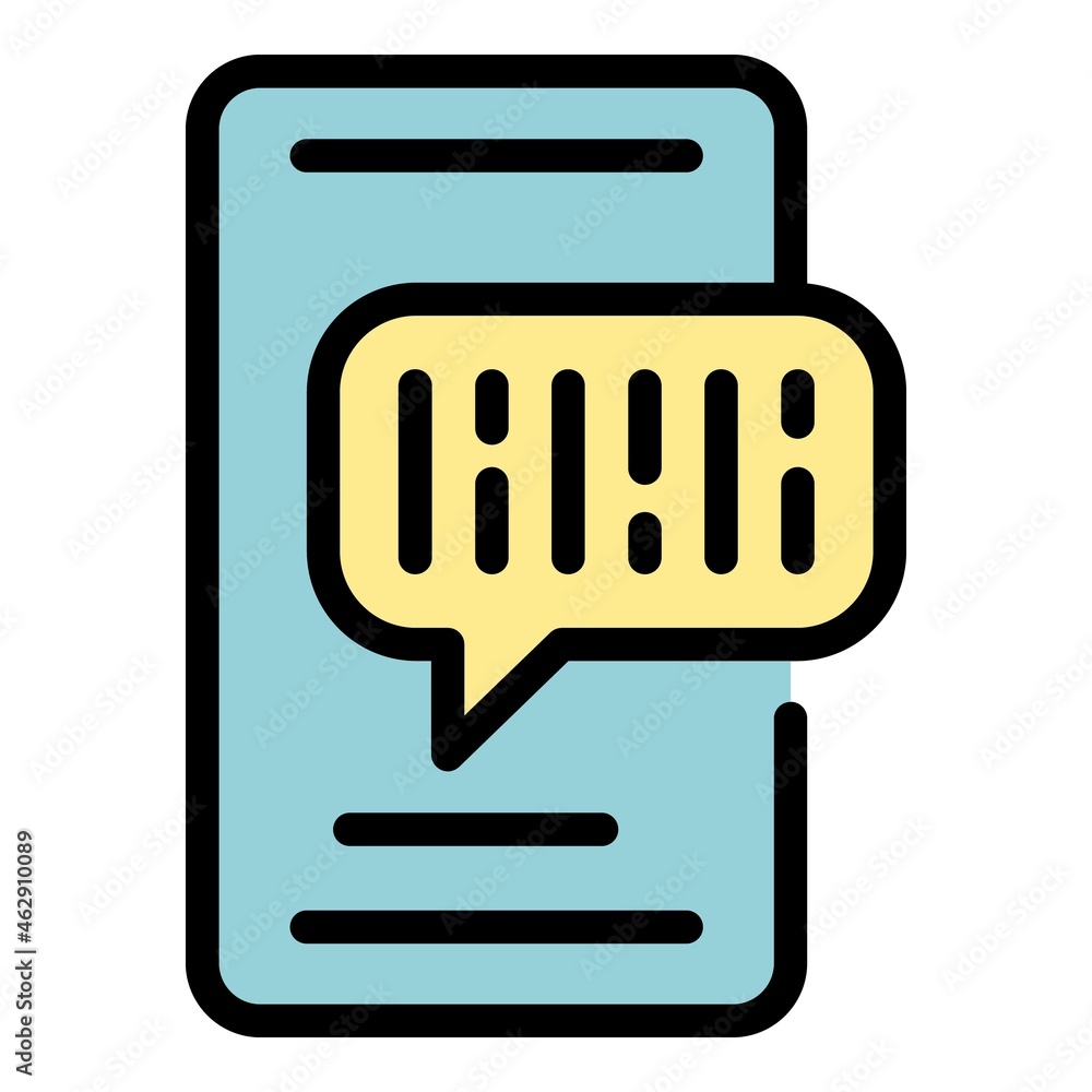 Poster mobile password icon. outline mobile password vector icon color flat isolated