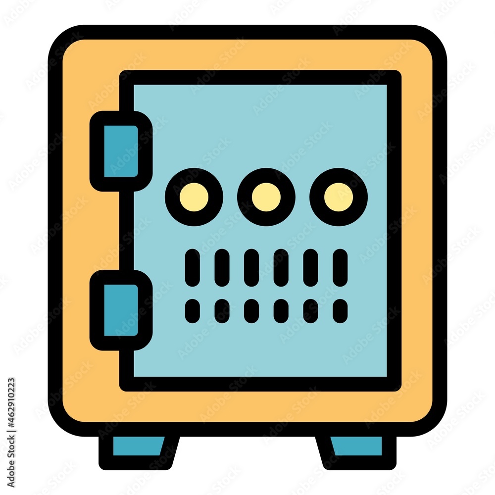 Poster safety box password icon. outline safety box password vector icon color flat isolated