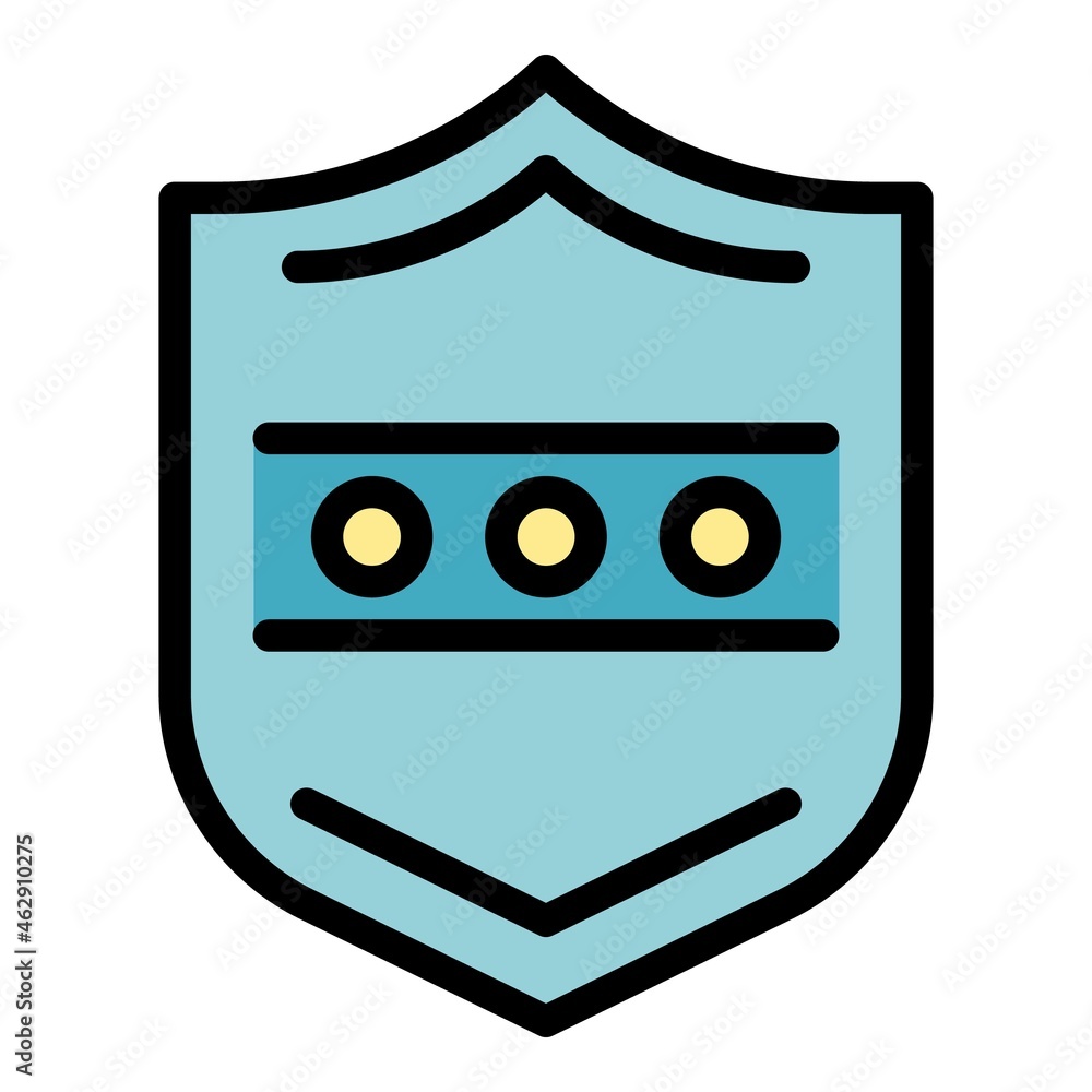 Poster shield password icon. outline shield password vector icon color flat isolated