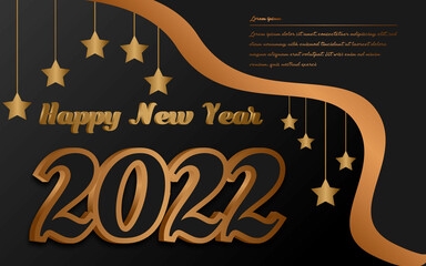 2022 Happy new year text effect design.